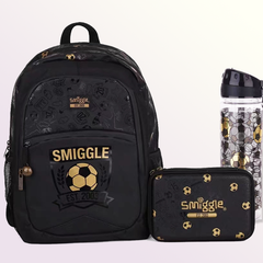 Smiggle Golden Football Waterproof Large Capacity 16 inch School Bag Combo