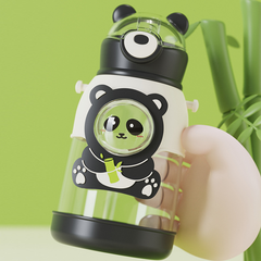 Cute Little Panda Cartoon Kids Leakproof Straw Water Bottle