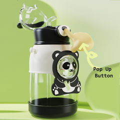 Cute Little Panda Cartoon Kids Leakproof Straw Water Bottle