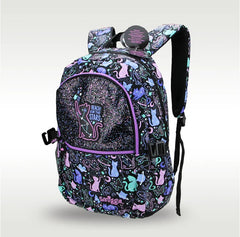 Smiggle Black Starry Cat Large Capacity 16 inch School Bag