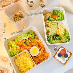 Japanese Style Cute Wheat Straw Lunch Box Combo