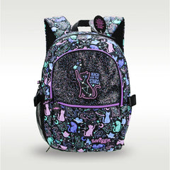 Smiggle Black Starry Cat Large Capacity 16 inch School Bag