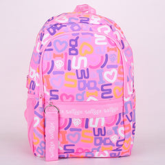 Smiggle Pink Alphabet Design Large Capacity 16 inch School Bag & Bottle Combo