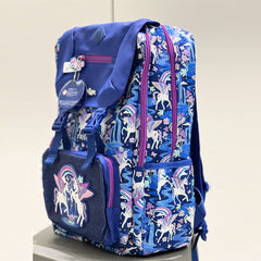 Smiggle Blue Star Unicorn Large Capacity 16 inch School Bag & Pouch Combo